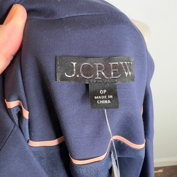 J.Crew $278 Petite Double Breasted Relaxed Blazer City Twill Navy Size P0 BX787 - Picture 8 of 10
